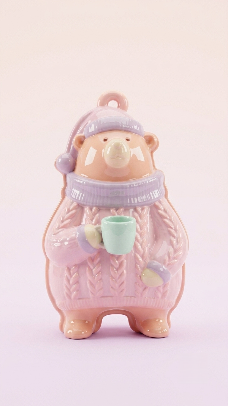 Silicone Mold Bear in Sweater Christmas Ornament