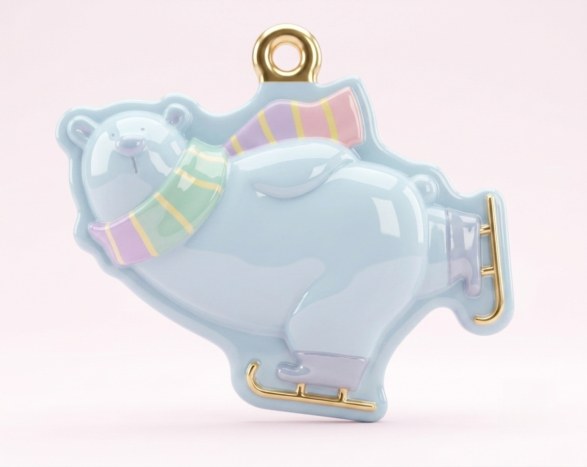 Silicone Mold Ice Skating Bear Christmas Ornament