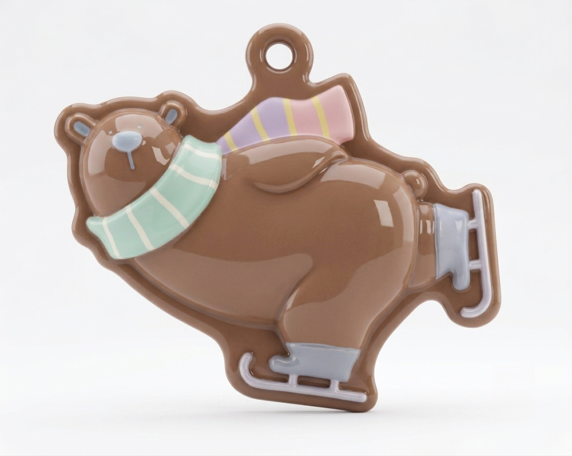 Silicone Mold Ice Skating Bear Christmas Ornament