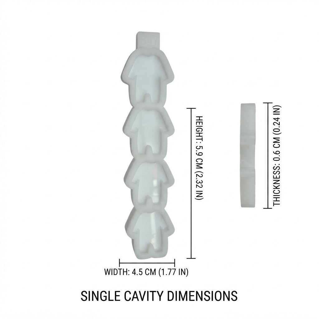 Baby Romper Silicone Mold, 4-Cavity Glossy Resin Craft - Ideas Decor Shop