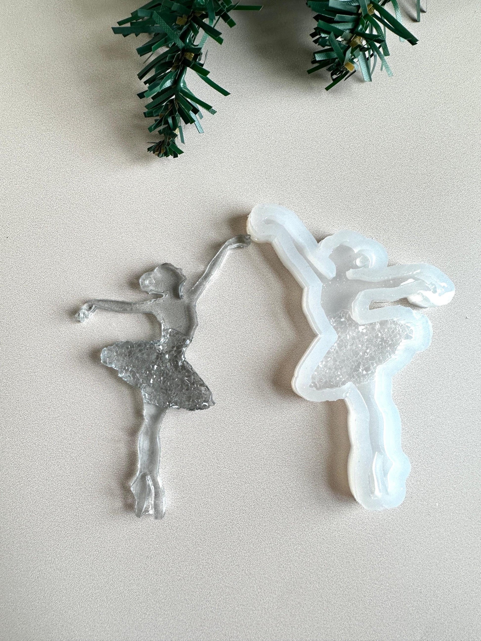 Ballerina Christmas Ornament Silicone Mold with Crystals for Resin - Ideas Decor Shop
