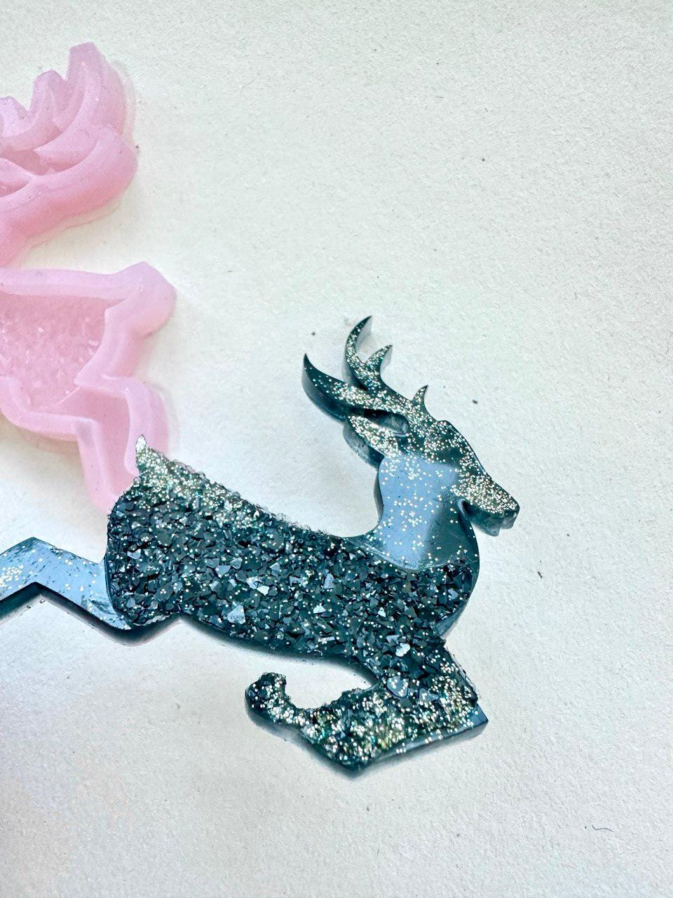 Christmas Deer Druse Silicone Mold with Crystals for DIY Projects - Ideas Decor Shop