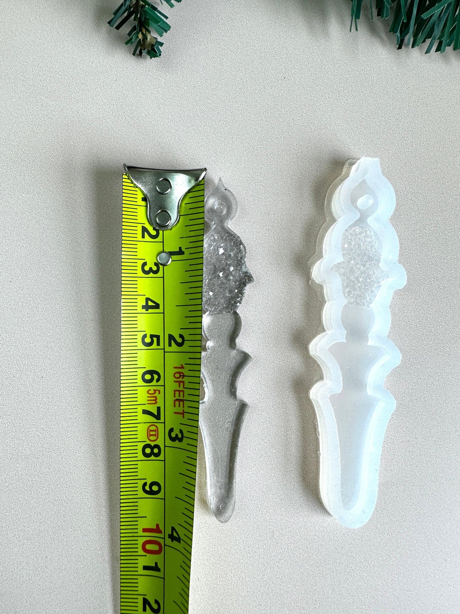 Christmas Tree Ornament Silicone Mold with Crystals - Icicle Shape for Resin Crafting - Ideas Decor Shop