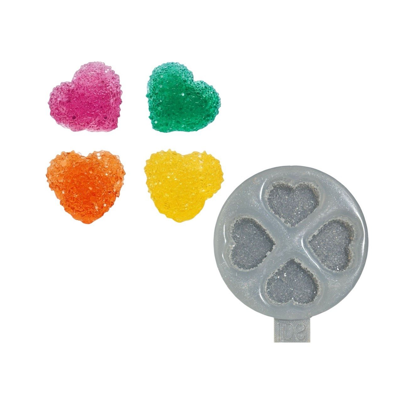 Crystal Druzy Heart Silicone Mold, 4-Cavity Geode Resin Casting (3.3cm) - Ideas Decor Shop