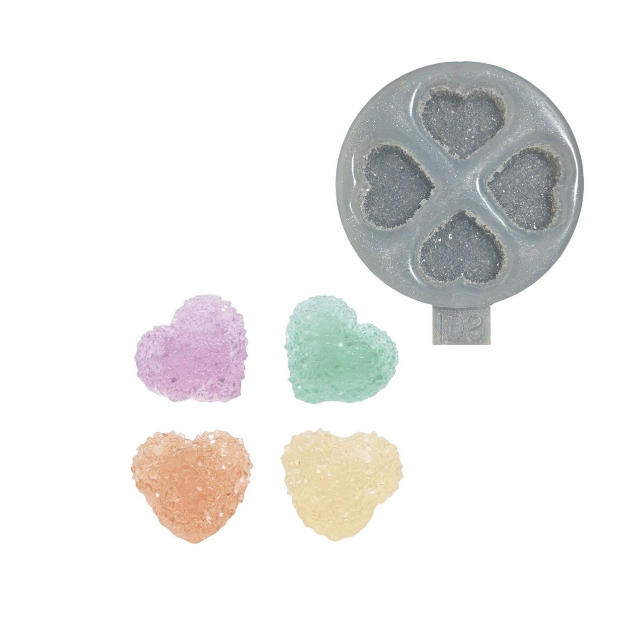 Crystal Druzy Heart Silicone Mold, 4-Cavity Geode Resin Casting (3.3cm) - Ideas Decor Shop