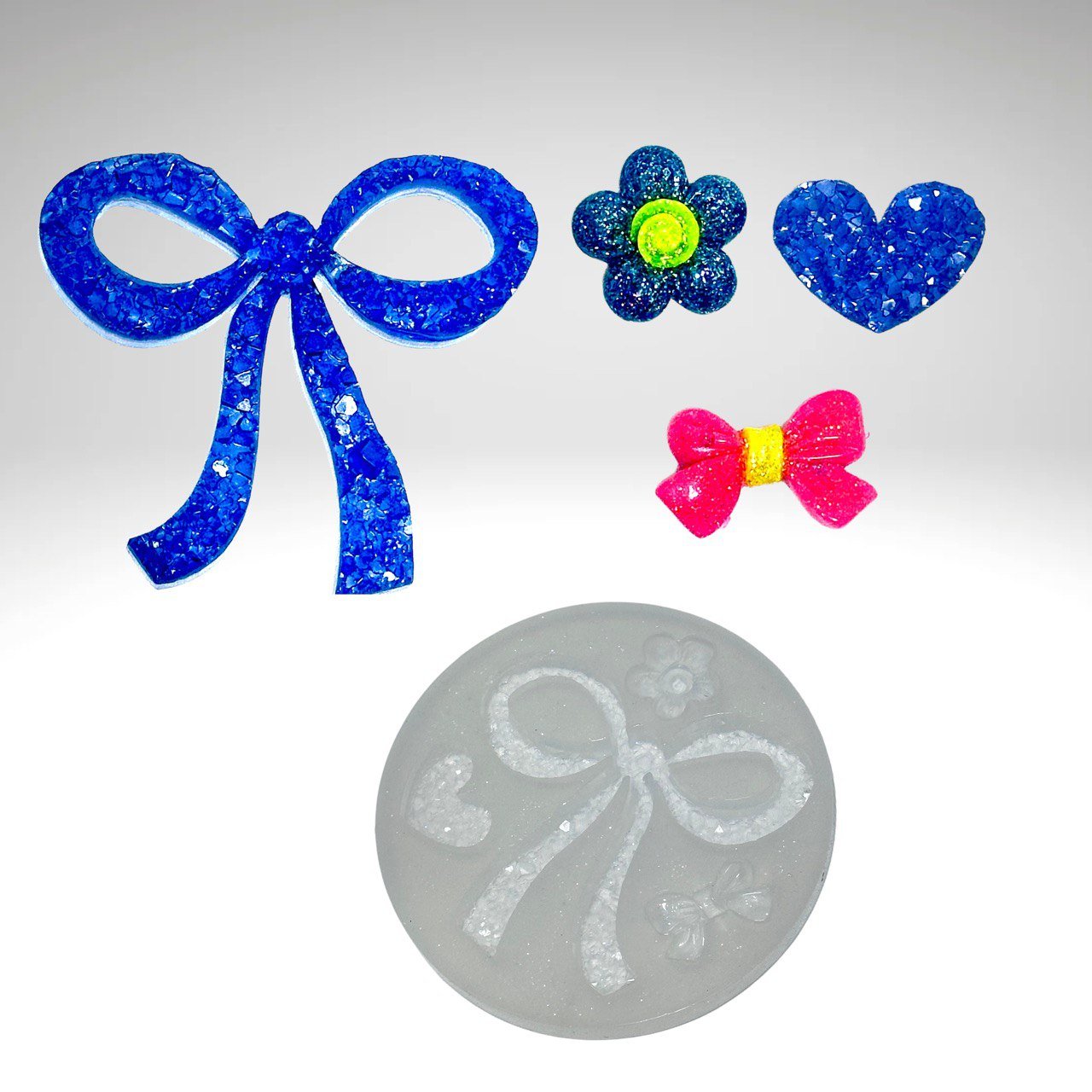Crystal Druzy Silicone Mold for Resin | Crystal Bow, Heart & Flower - Ideas Decor Shop