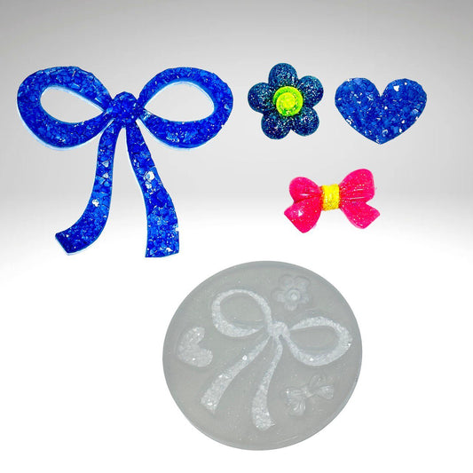 Crystal Druzy Silicone Mold for Resin | Crystal Bow, Heart & Flower - Ideas Decor Shop