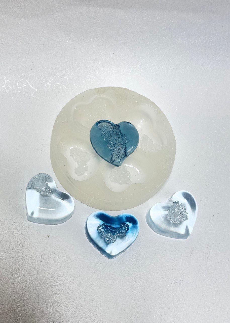 Druzy Heart Silicone Mold - 4 Crystal Geode Designs for Resin Jewelry - Ideas Decor Shop