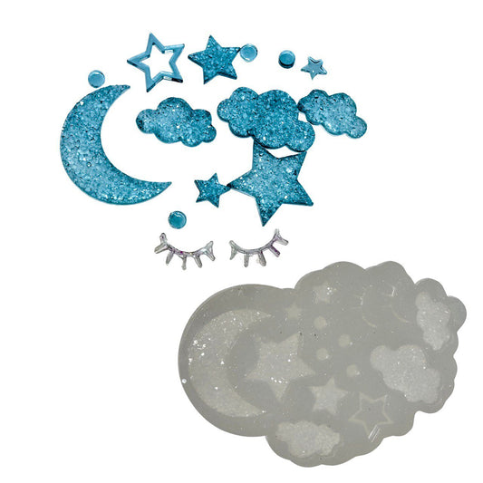 Druzy Magic Resin Mold - Stars, Moon, Eyes, Clouds - DIY Jewelry Making Kit - Ideas Decor Shop