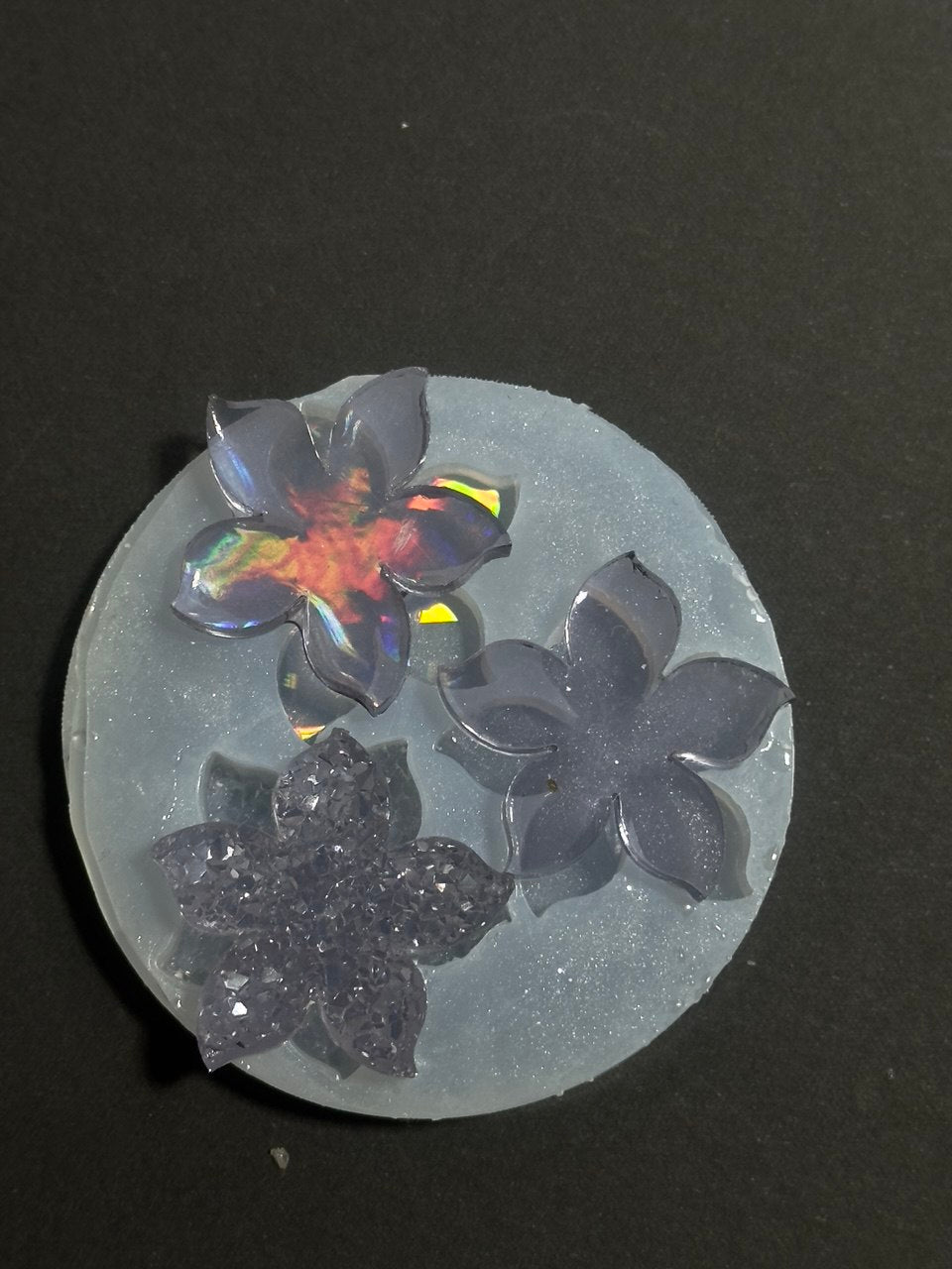 Flower Set Druzy Crystal Holographic Mold and Uncoated Flower - Ideas Decor Shop