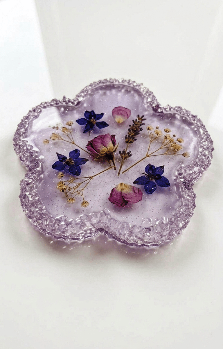 Flower Tray Silicone Mold with Crystal Druzy Edge - Ideas Decor Shop