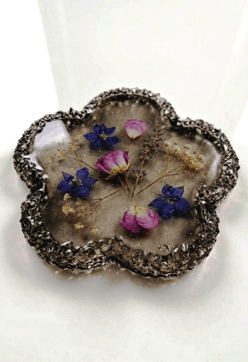 Flower Tray Silicone Mold with Crystal Druzy Edge - Ideas Decor Shop