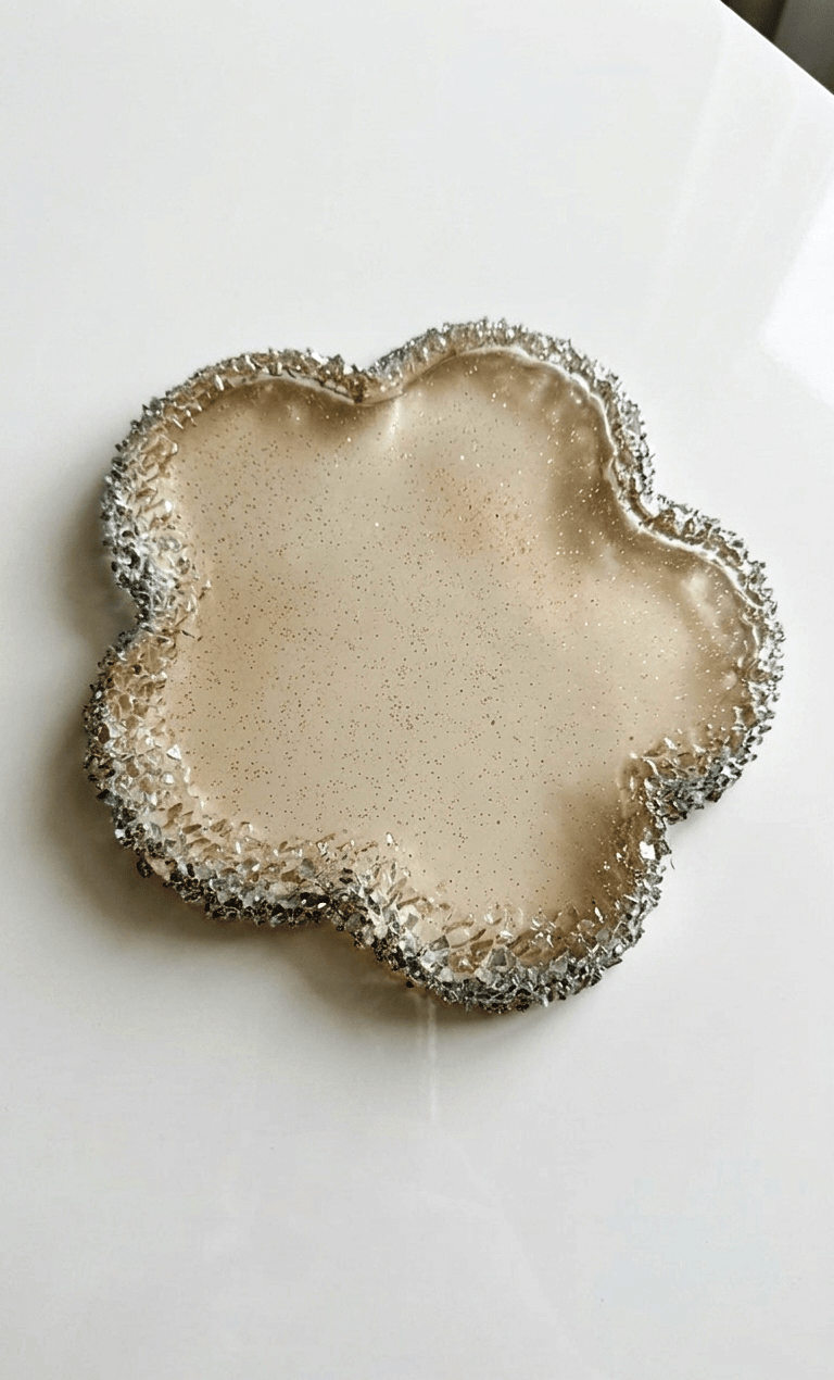 Flower Tray Silicone Mold with Crystal Druzy Edge - Ideas Decor Shop