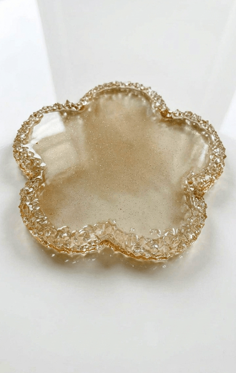 Flower Tray Silicone Mold with Crystal Druzy Edge - Ideas Decor Shop