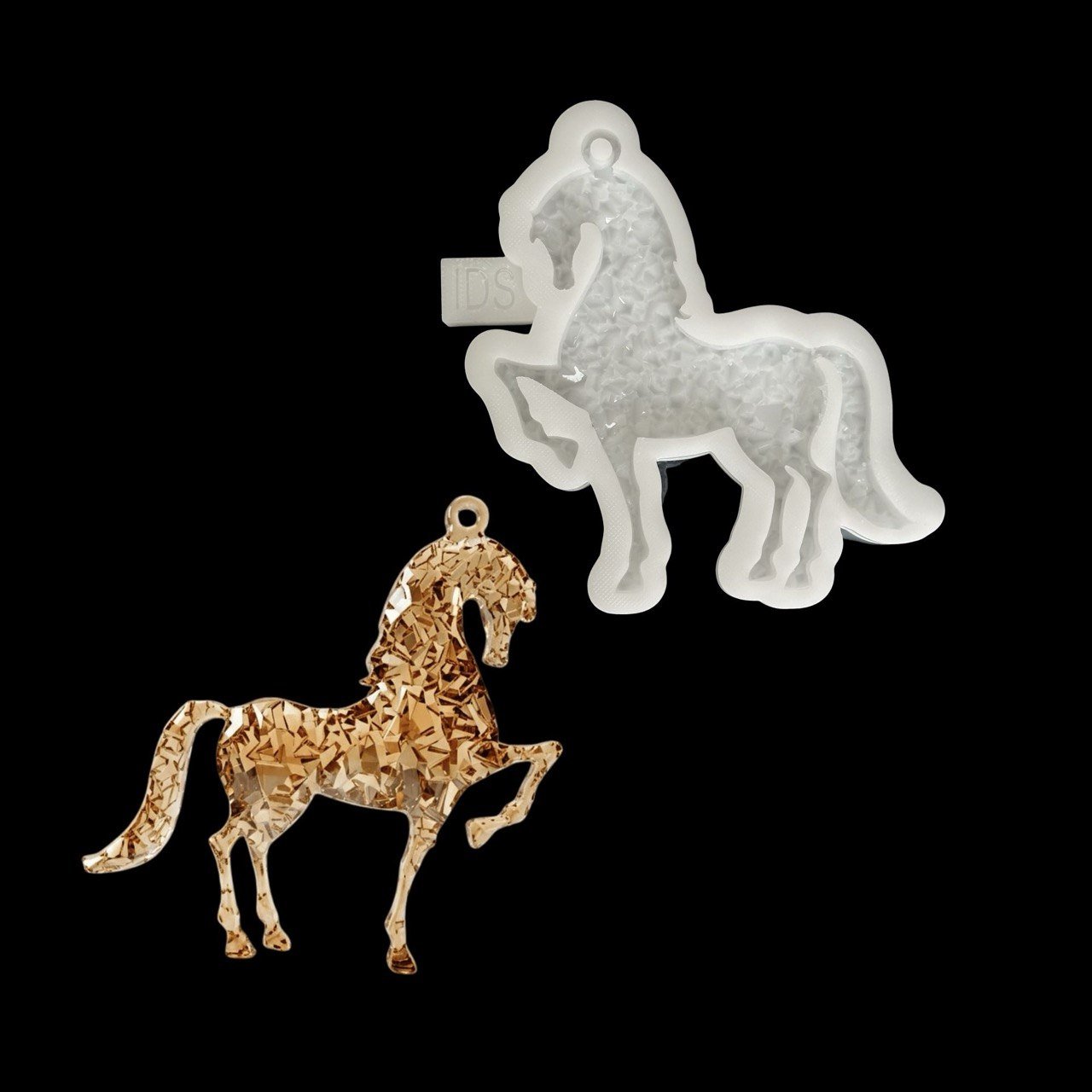 Horse Ornament Silicone Mold with Crystal Druzy Texture - Ideas Decor Shop