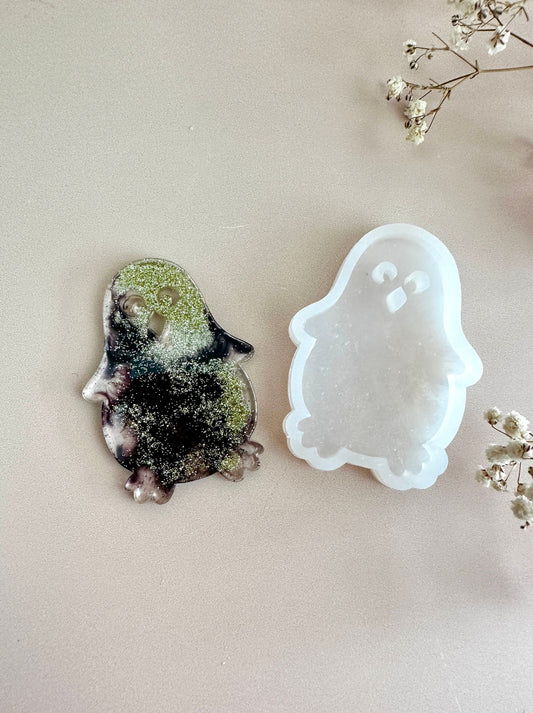 Small Penguin Silicone Mold Crystal Embellished - Small Festive Craft for Resin Christmas Ornaments - Unique Gift