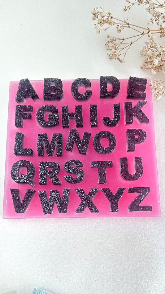 Stunning Silicone Mold with Crystals Alphabet Artistic Resin Casting Tool Great for Customized Accessories Perfect Birthday Gift for Artists