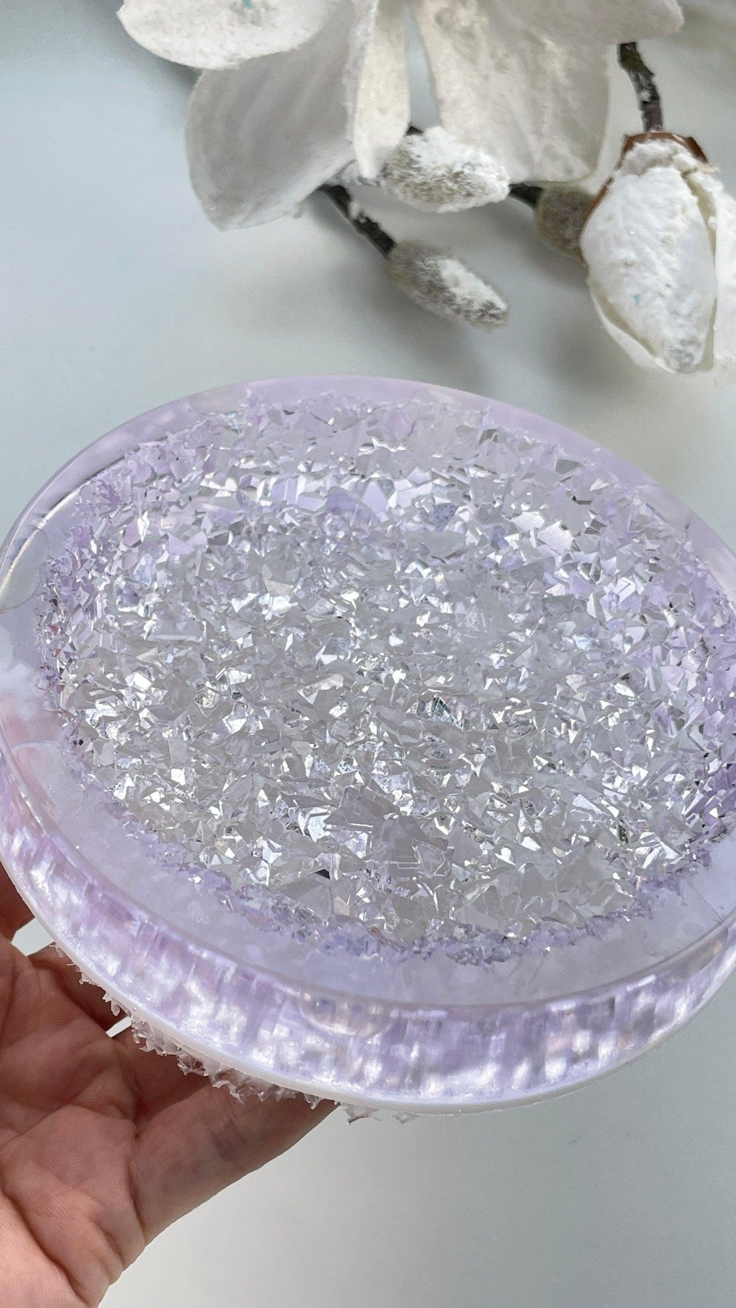 Crystal Edge Round Little Insert Silicone Mold: Wedding Tray, Candle Holder, Druse Amethyst - Ideas Decor Shop