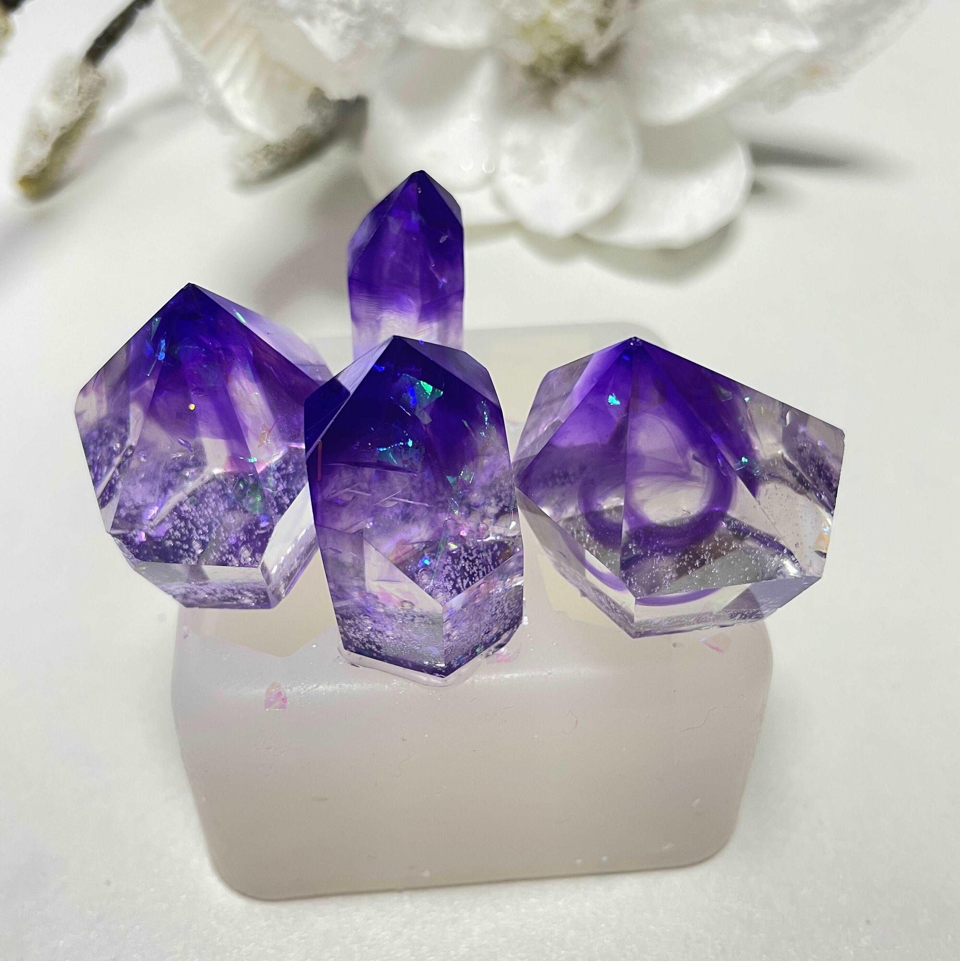 4 pc Stunning Amethyst Crystals with our Large Silicone Mold for Jewelry and Art - Ideas Decor Shop