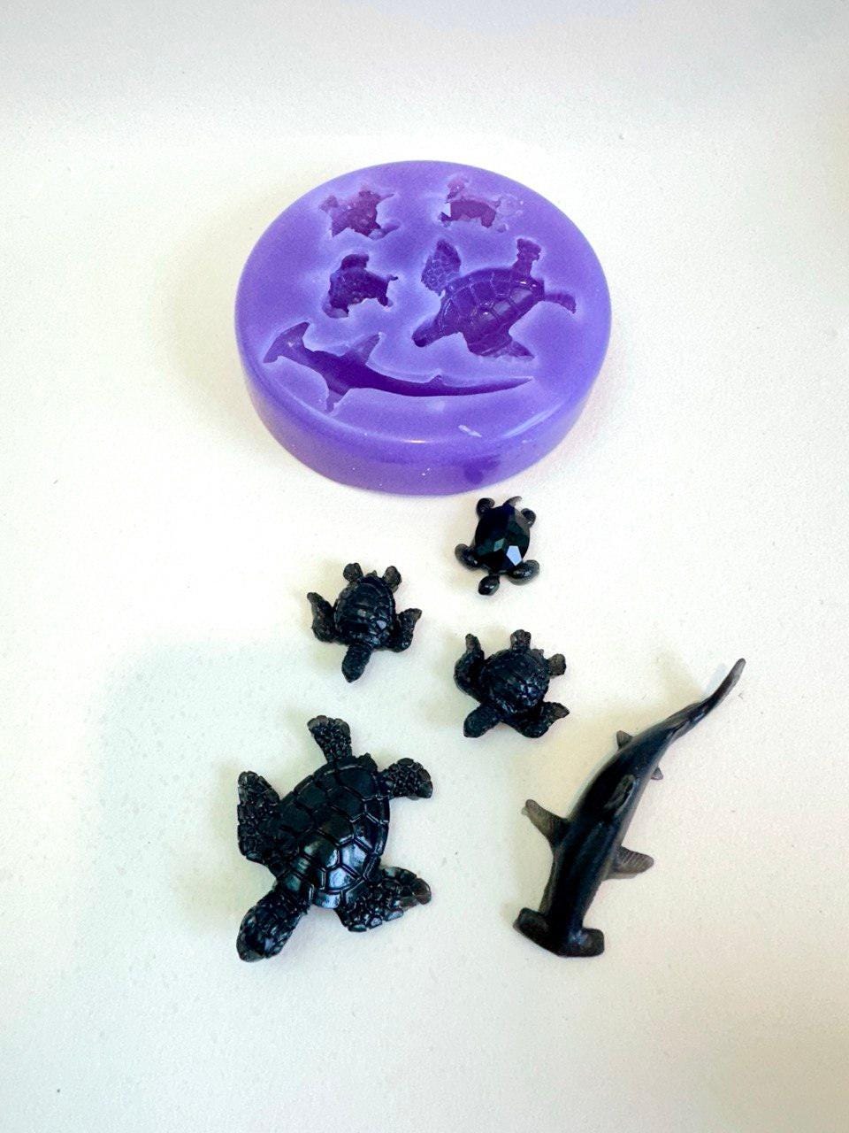 Underwater Adventure Silicone Mold - Natural Marine Figure Set, Craft 4 Turtles & 1 Shark - Ideas Decor Shop