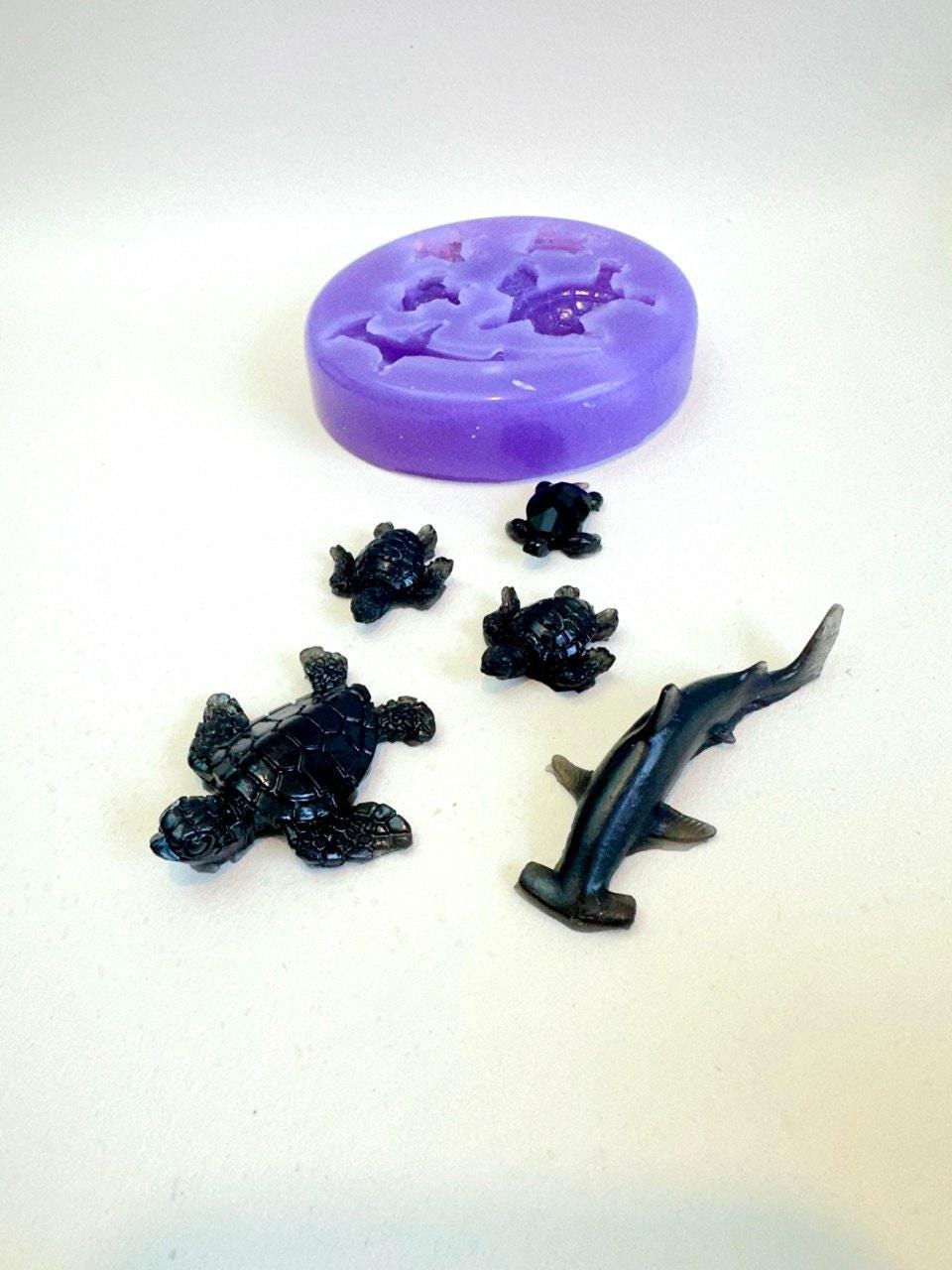 Underwater Adventure Silicone Mold - Natural Marine Figure Set, Craft 4 Turtles & 1 Shark - Ideas Decor Shop