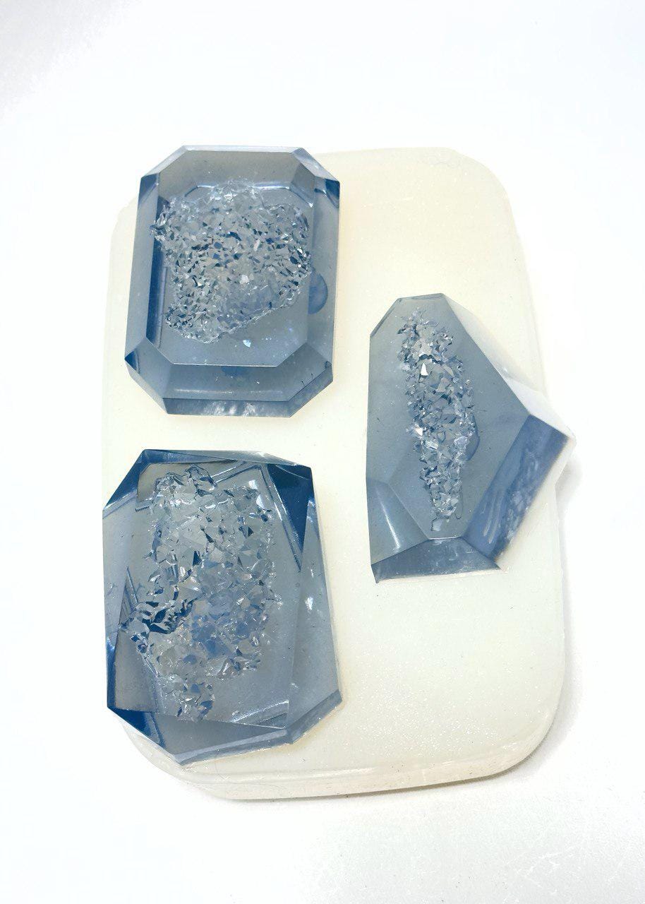 3-Piece Silicone Crystal Mold Set for Resin Crafting | Shiny Cluster - Agate Moulds