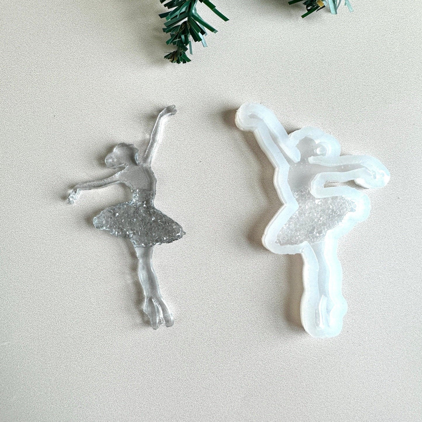 Ballerina Christmas Ornament Silicone Mold with Crystals for Resin