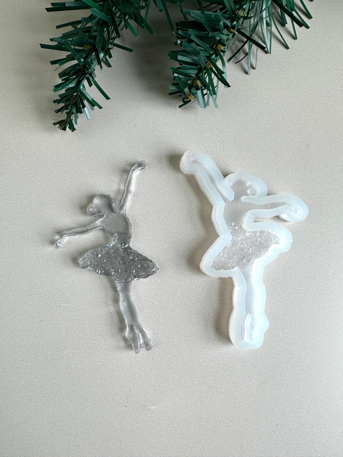 Ballerina Christmas Ornament Silicone Mold with Crystals for Resin