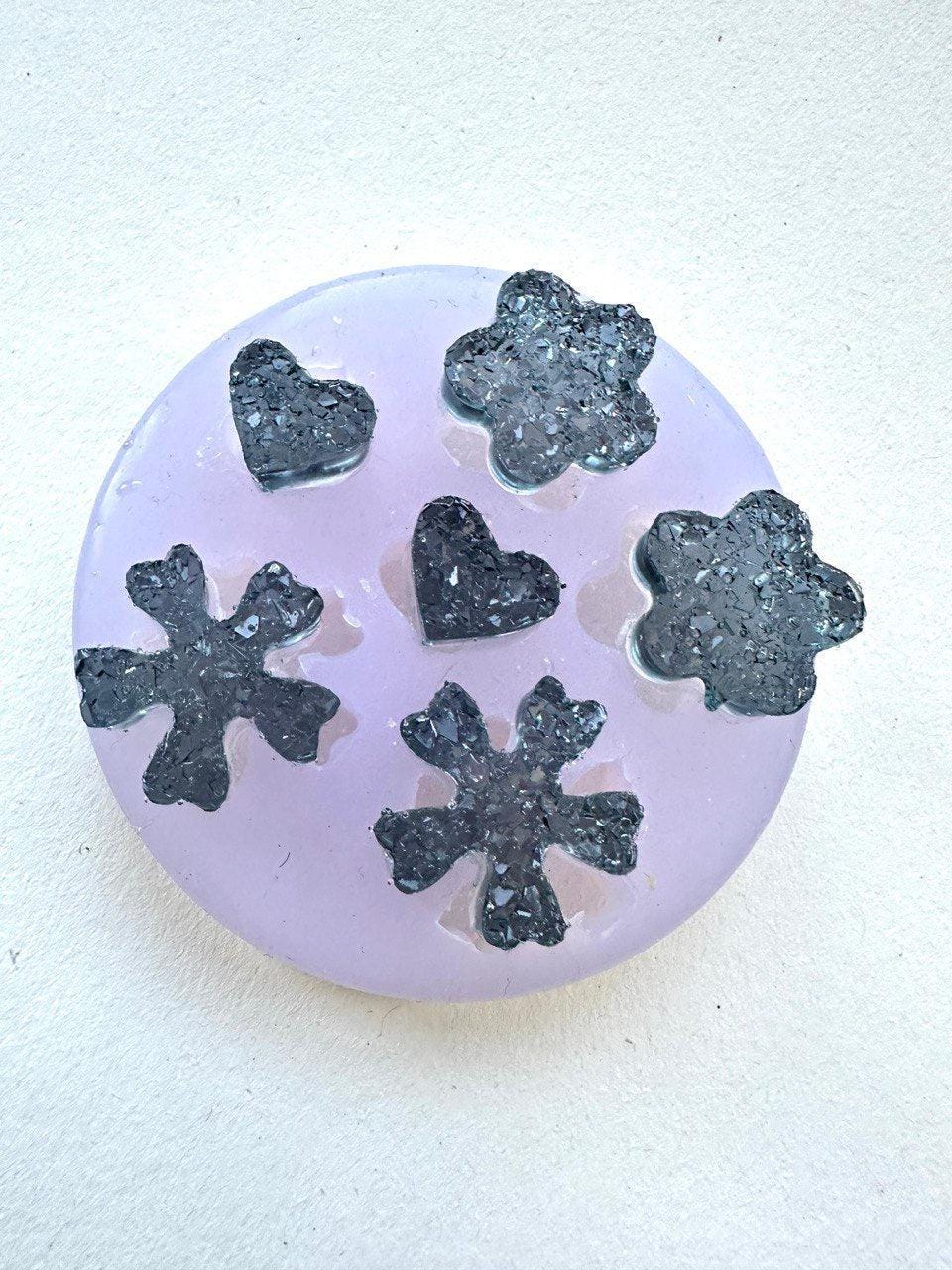 Crystal Earrings Silicone Mold, Druzy Flower Resin Mold, DIY Jewelry Set