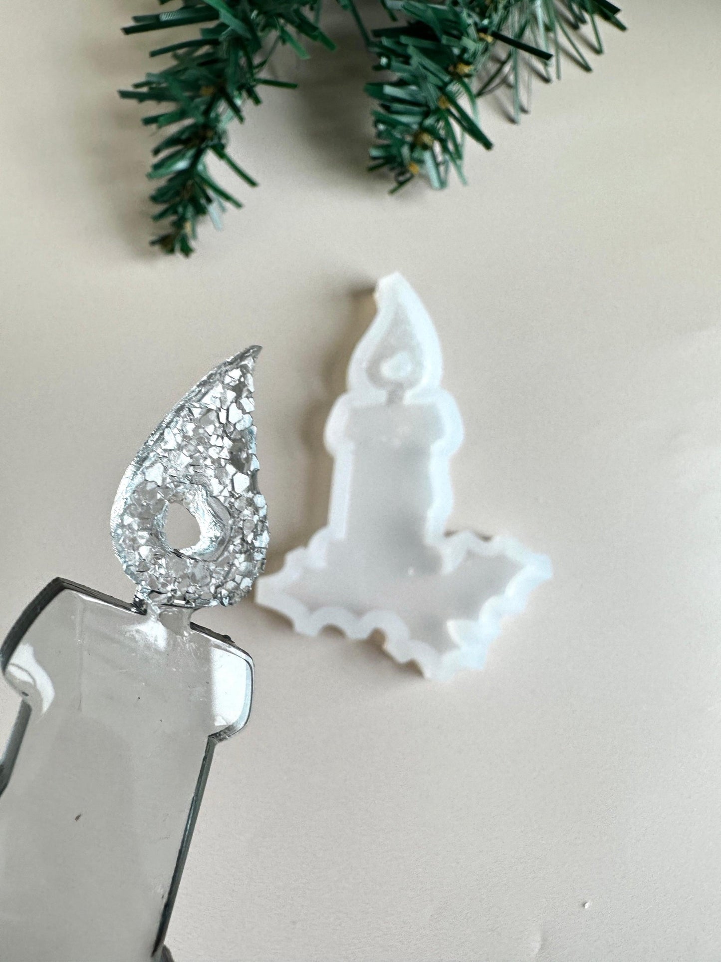 Burning Candle Christmas Tree Toy Silicone Mold for Unique Resin Art