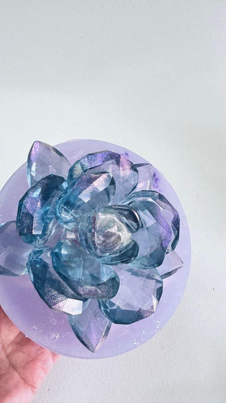 New Model Sparkling Silicone Large Crystal Flower Epoxy Resin Mold - Ideas Decor Shop