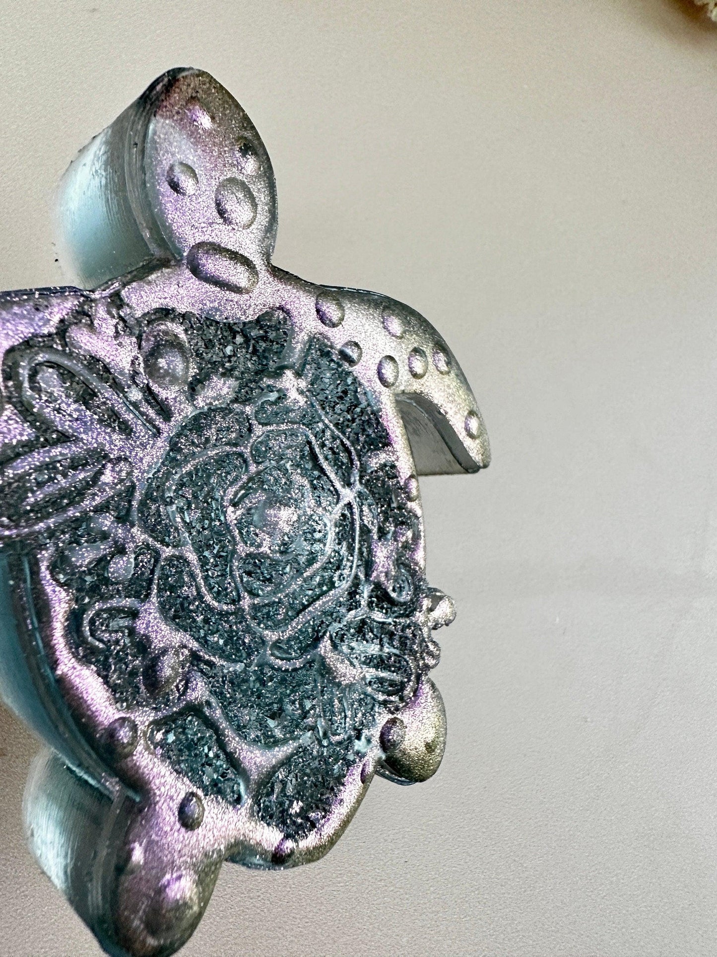 Turtle Rose Silicone Mold with Crystals for Resin Art Creation