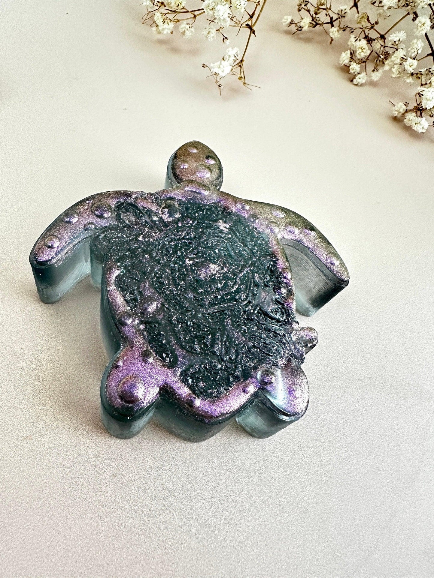 Turtle Rose Silicone Mold with Crystals for Resin Art Creation