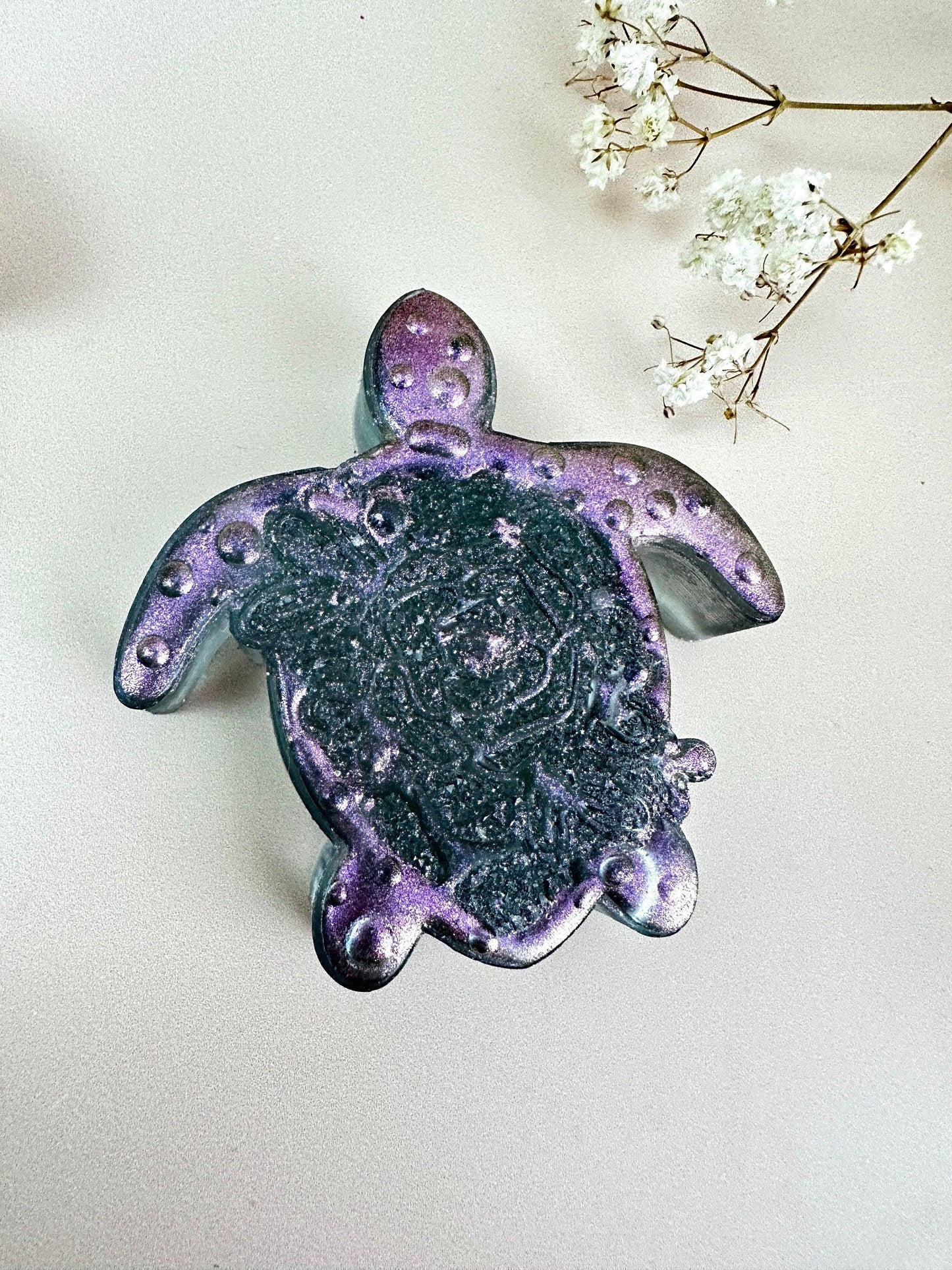 Turtle Rose Silicone Mold with Crystals for Resin Art Creation