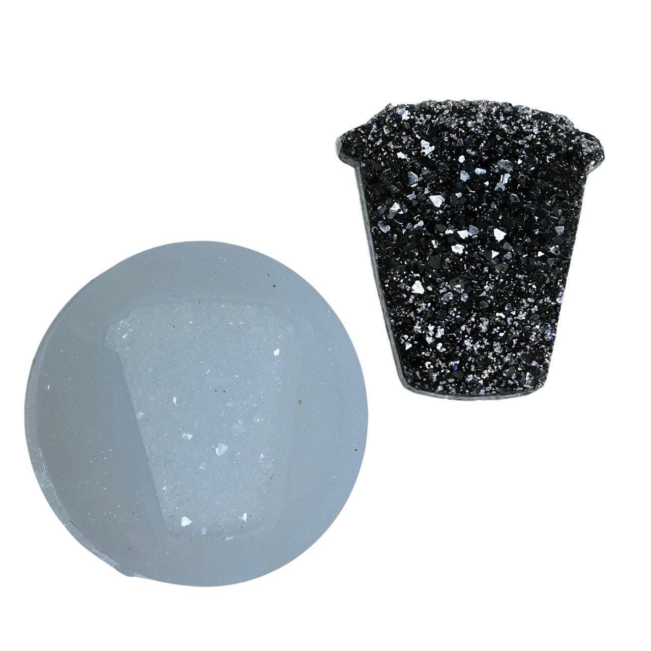 Resin Coffee Cup Mold with Crystal Druzy Texture for Epoxy Art