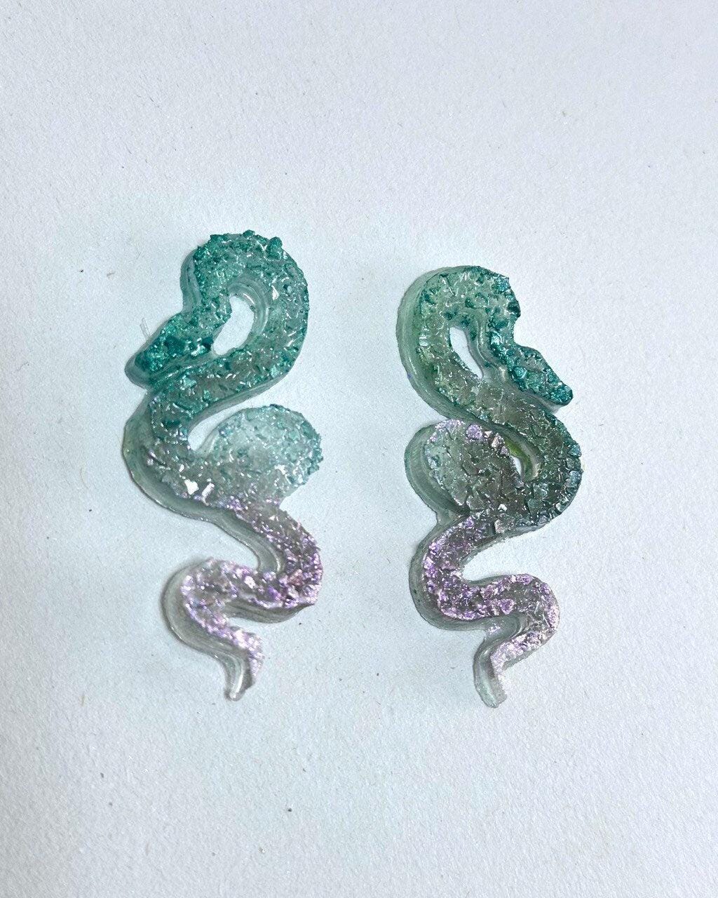 Set of 2 Crystal Snake Resin Silicone Molds for Jewelry and Crafts