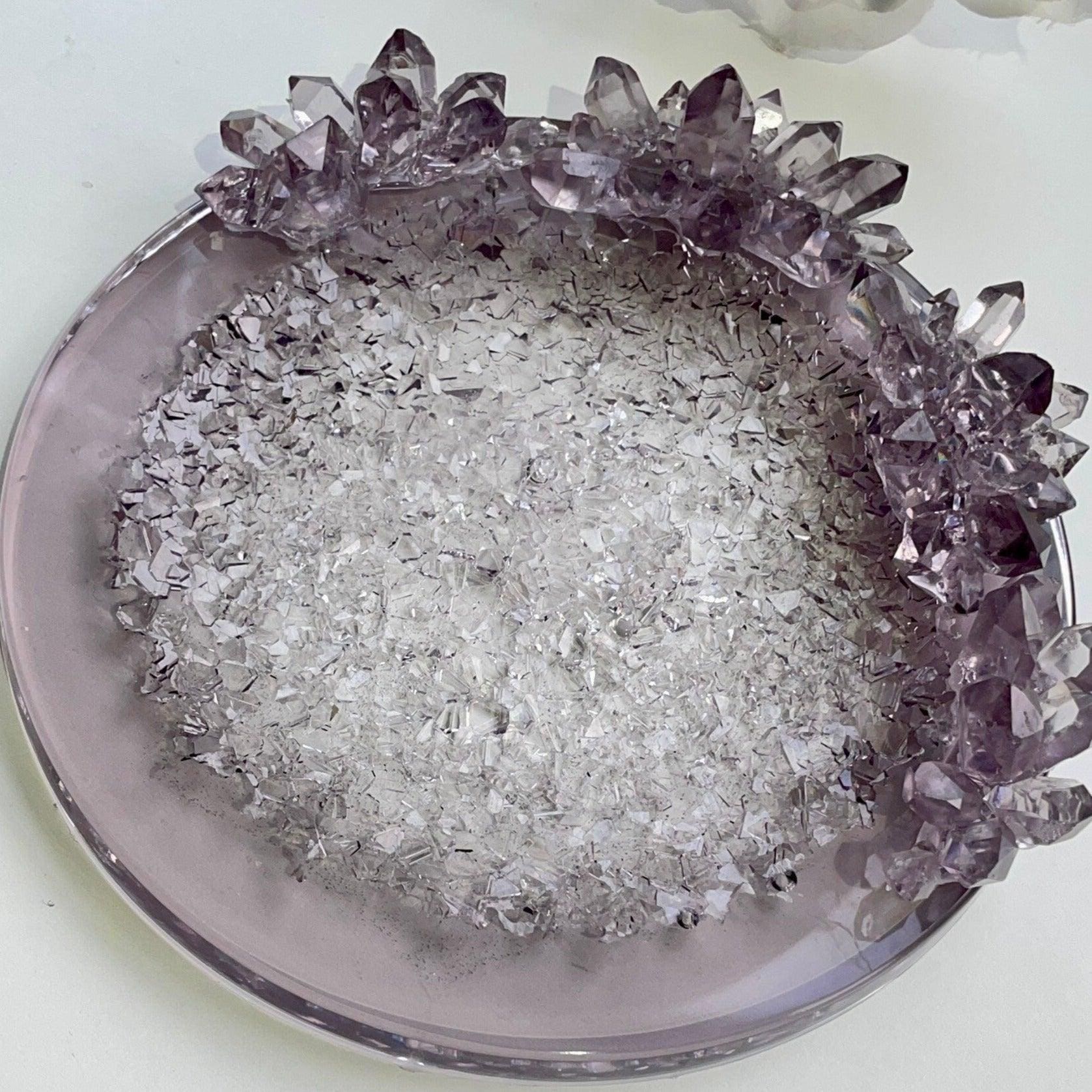 Crystal Cluster Round Insert Plate Silicone Mold: Medium Tray, Wedding Tray, Candle Holder, Druse Amethyst - Ideas Decor Shop