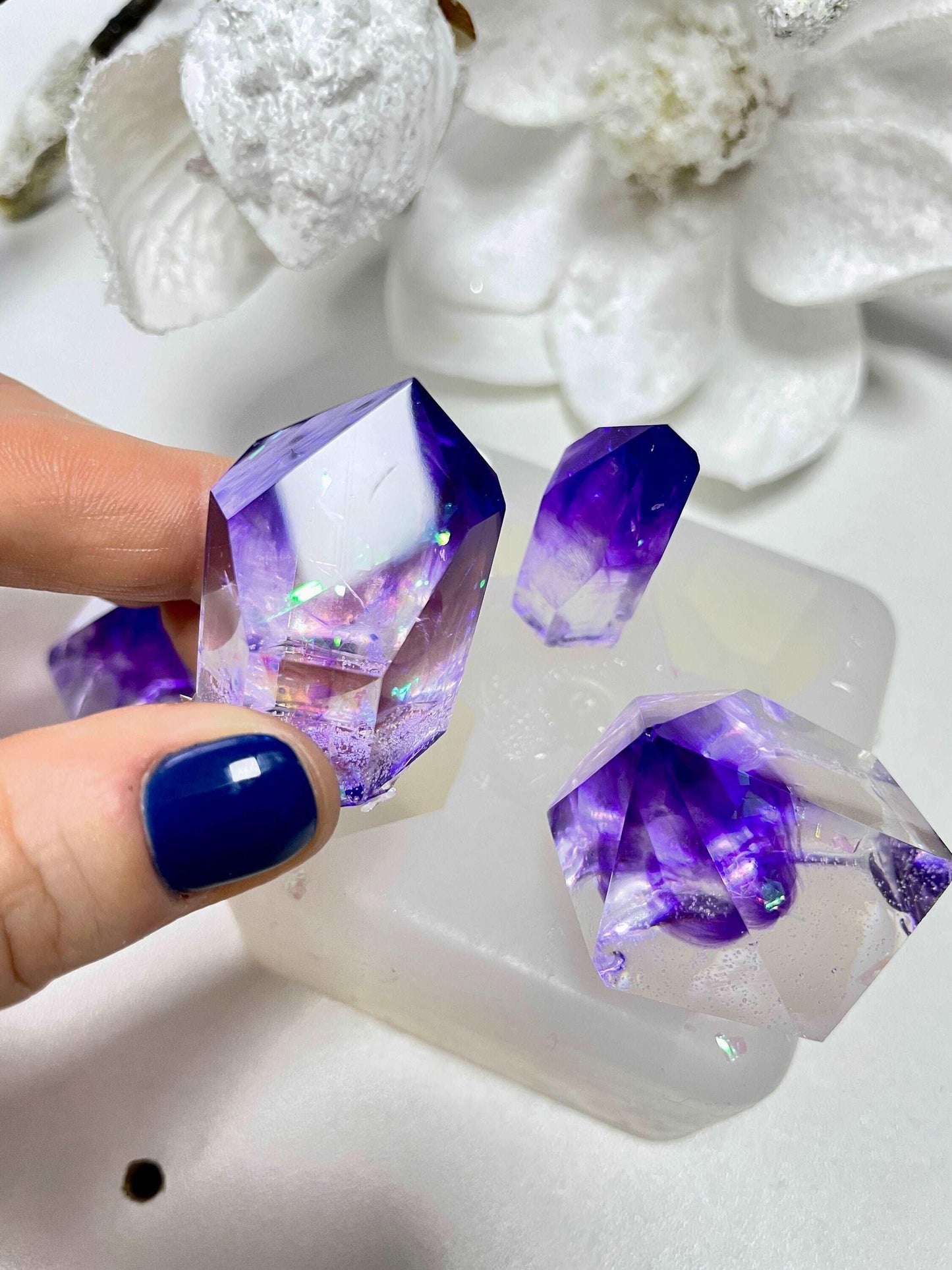 4 pc Stunning Amethyst Crystals with our Large Silicone Mold for Jewelry and Art - Ideas Decor Shop