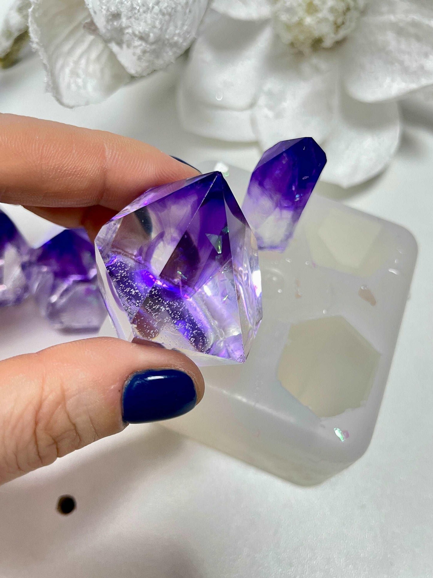 4 pc Stunning Amethyst Crystals with our Large Silicone Mold for Jewelry and Art - Ideas Decor Shop