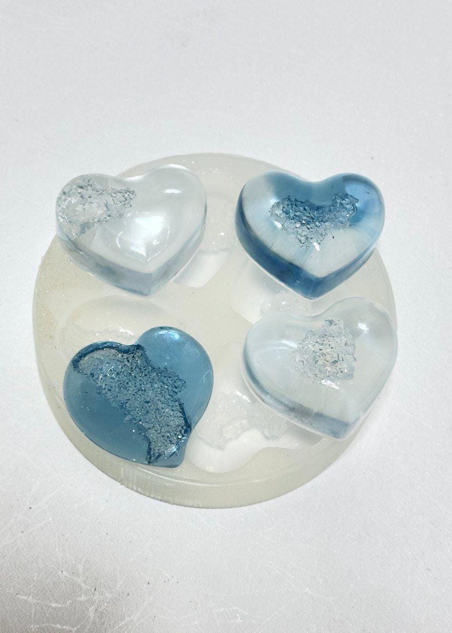 Druzy Heart Silicone Mold - 4 Crystal Geode Designs for Resin Jewelry