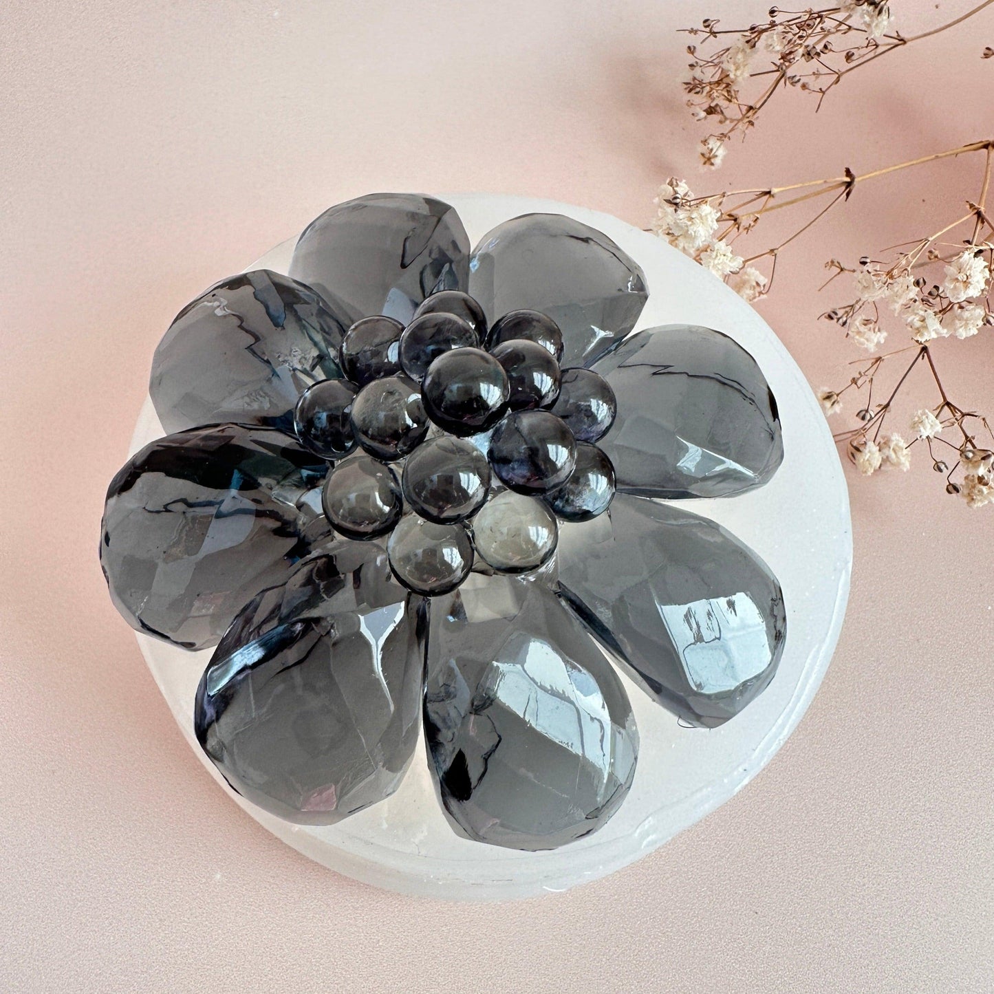 Artistic Delights: Captivating Large Crystal Flower Silicone Mold with Bubbles - Ideas Decor Shop