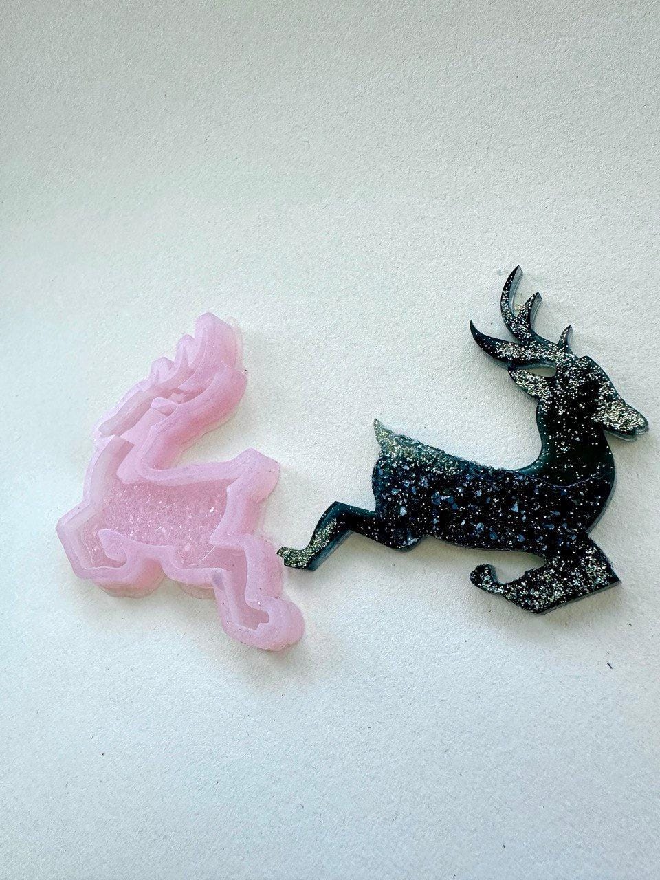 Deer Christmas Druse Silicone Mould with Crystals - Ideas Decor Shop