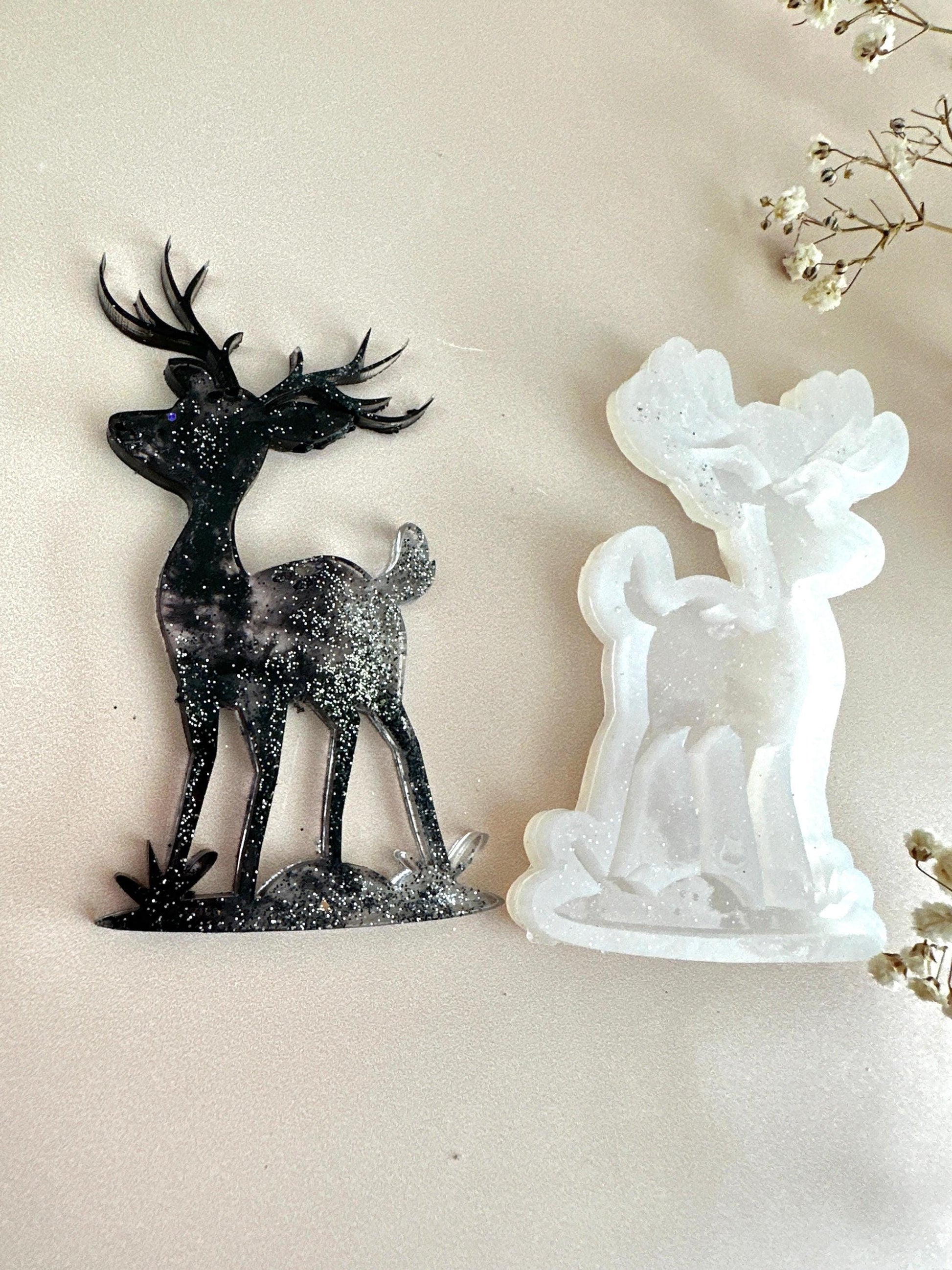 Deer in the Forest: Christmas Tree Silicone Mold for Resin Art - Ideas Decor Shop