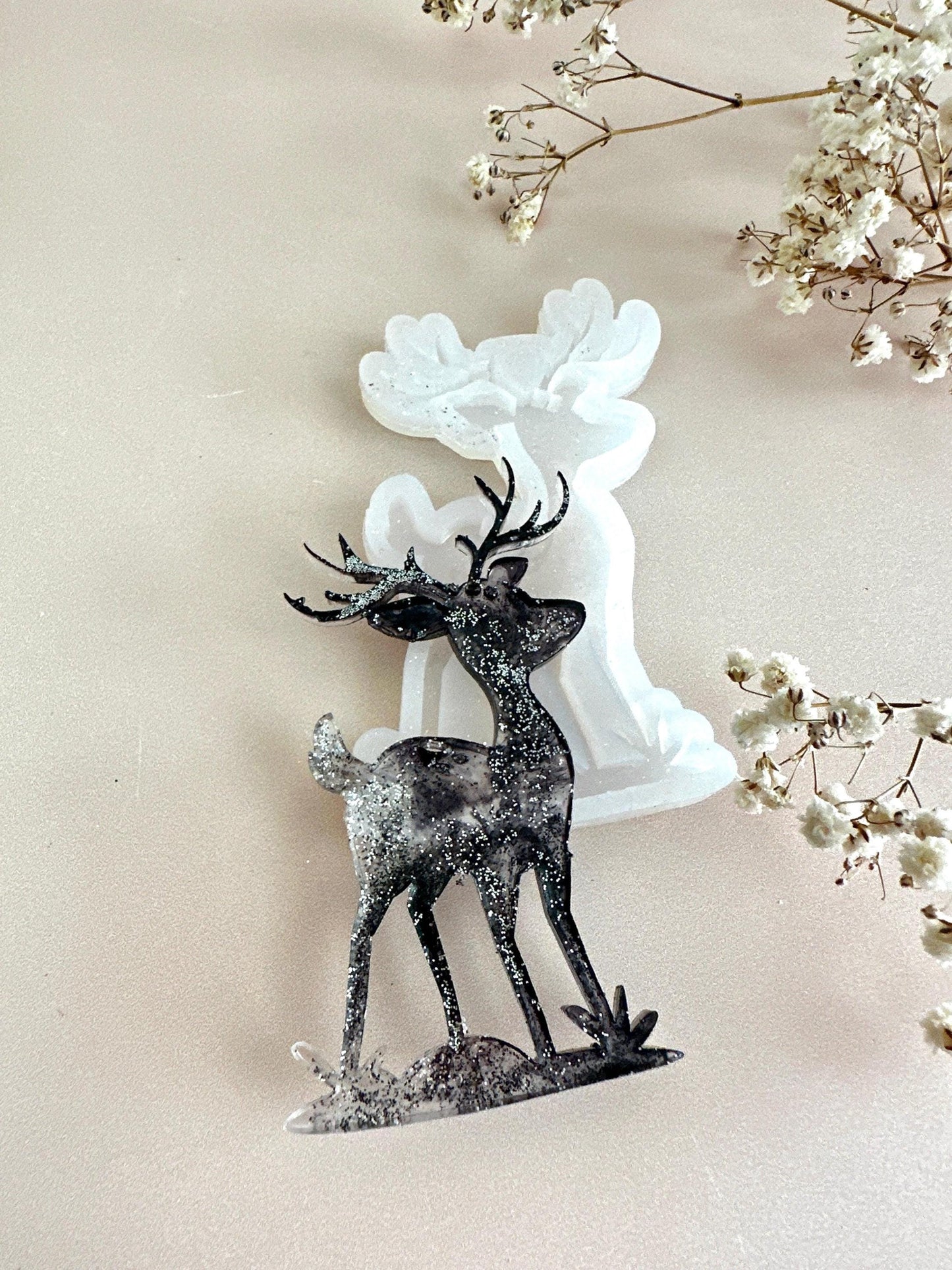 Deer in the Forest: Christmas Tree Silicone Mold for Resin Art - Ideas Decor Shop