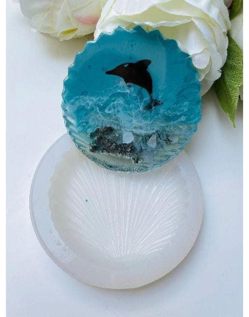 Resin Coaster Silicone Mold: Epoxy Tray, Candle Holder, Sea Shell coaster - Ideas Decor Shop