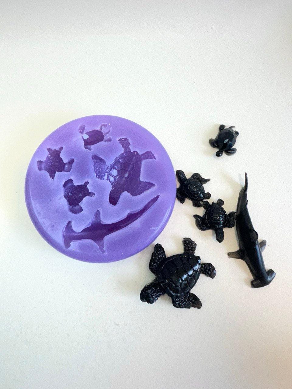 Underwater Adventure Silicone Mold - Natural Marine Figure Set, Craft 4 Turtles & 1 Shark - Ideas Decor Shop