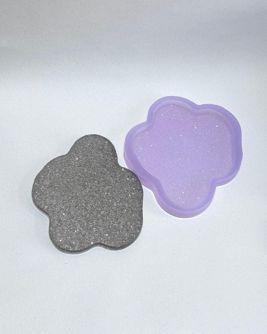 Crystal Silicone Mold Coaster Holder for Gesmonite Gypsum Resin - Craft Supply, Serving Tray