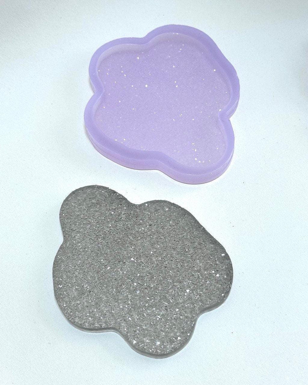 Crystal Silicone Mold Coaster Holder for Gesmonite Gypsum Resin - Craft Supply, Serving Tray