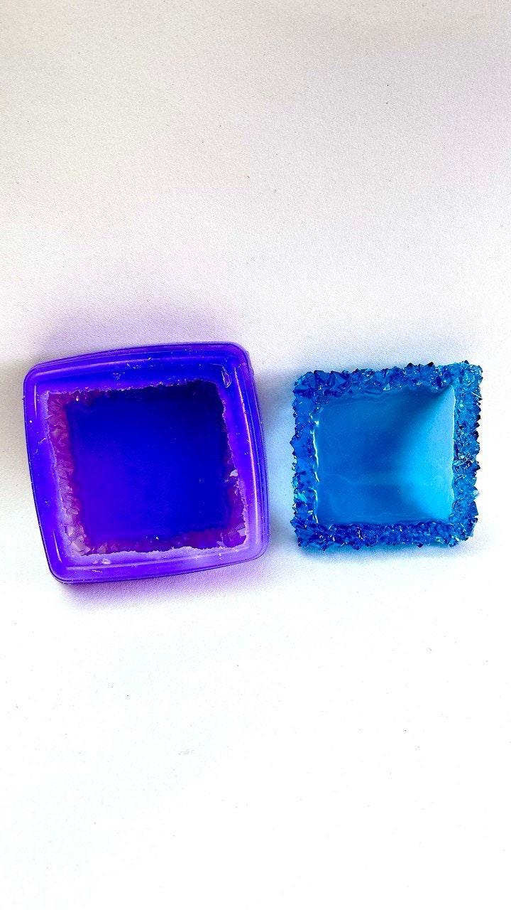 Crystal Edged Square Cup Holder Silicone Mold for DIY Resin Crafting