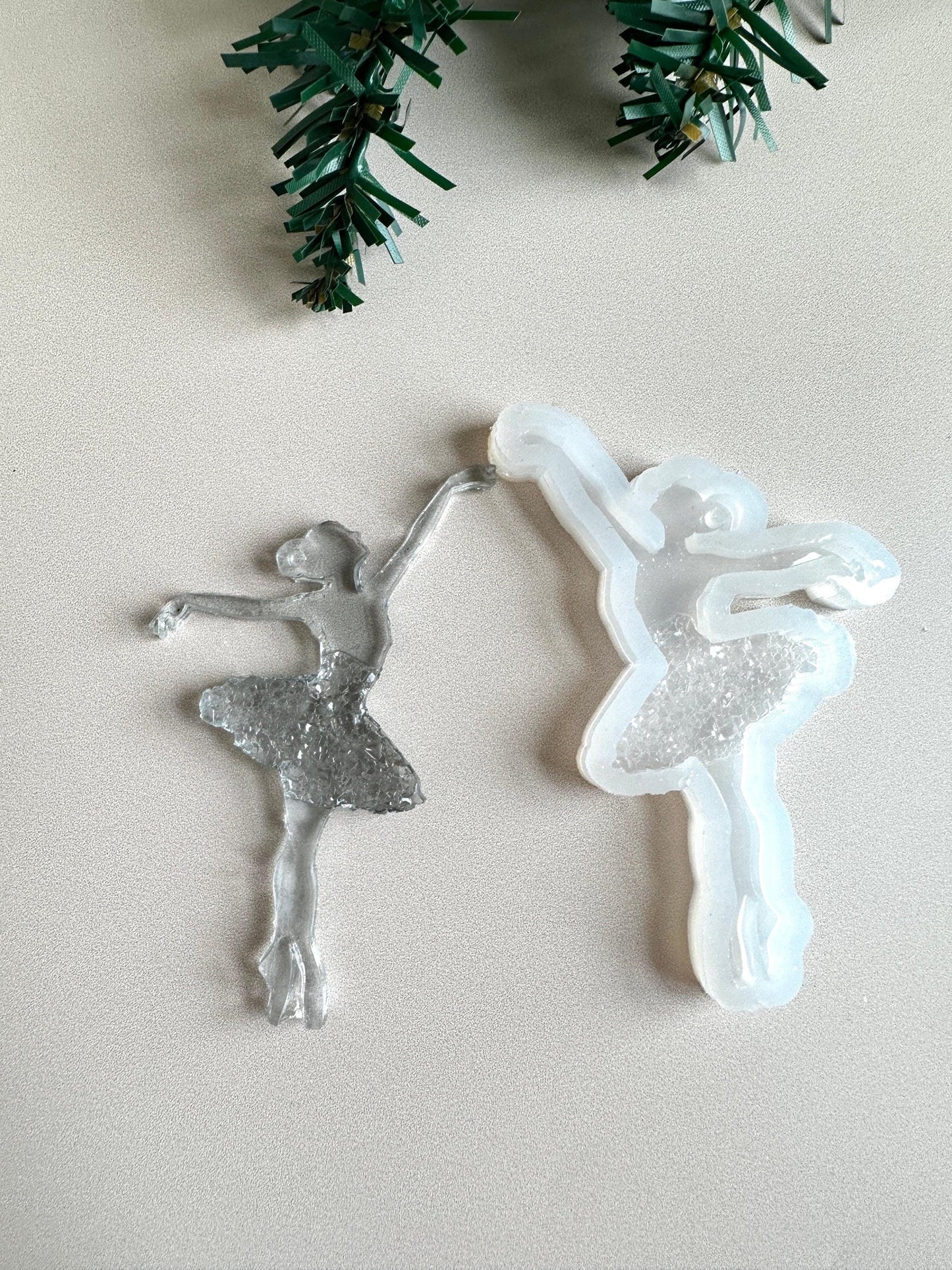 Ballerina Christmas Ornament Silicone Mold with Crystals for Resin